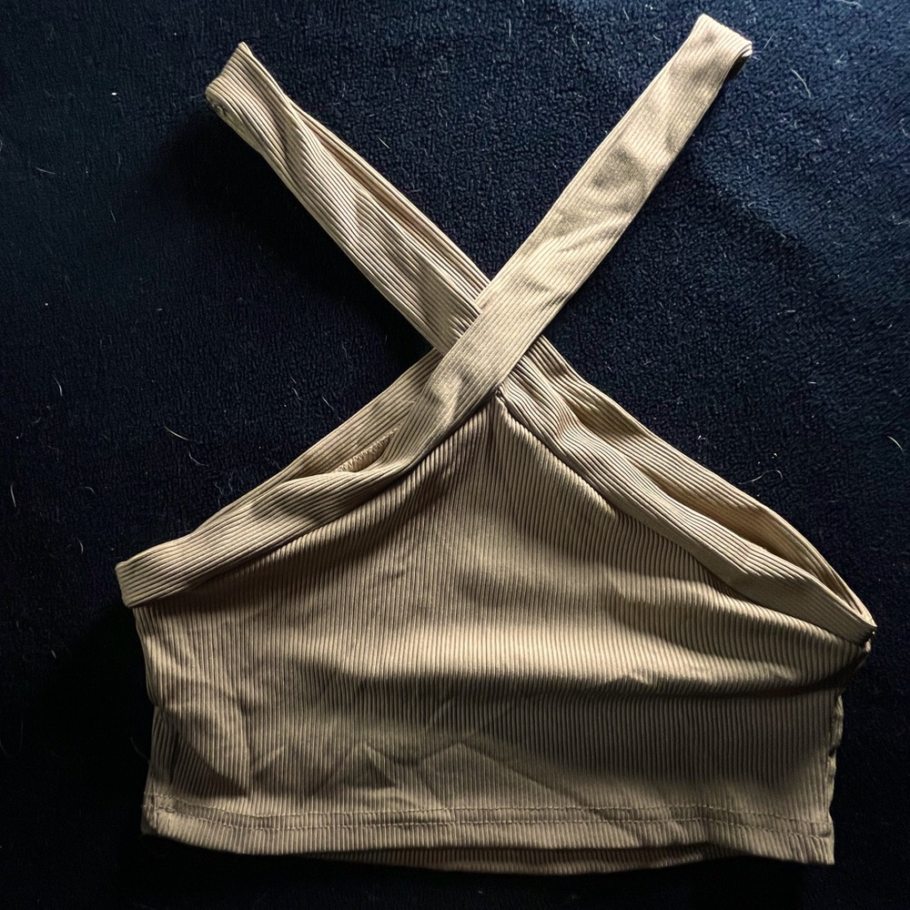 tan crop tank top